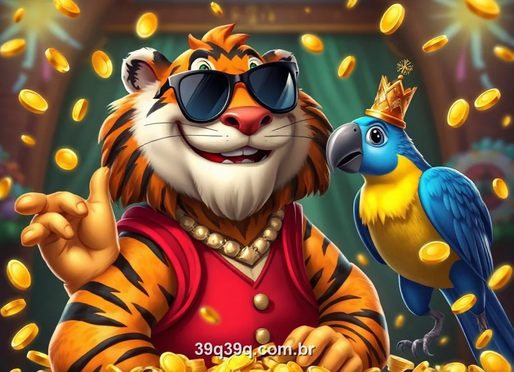 Tigre da sorte e a turma do 39Q com moedas de ouro